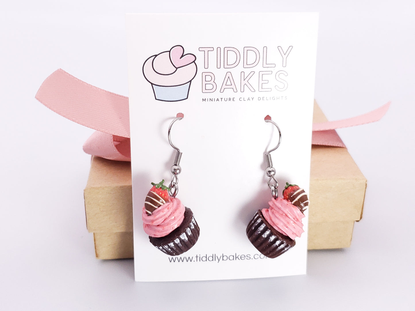 Chocolate Strawberry Cupcake Earrings