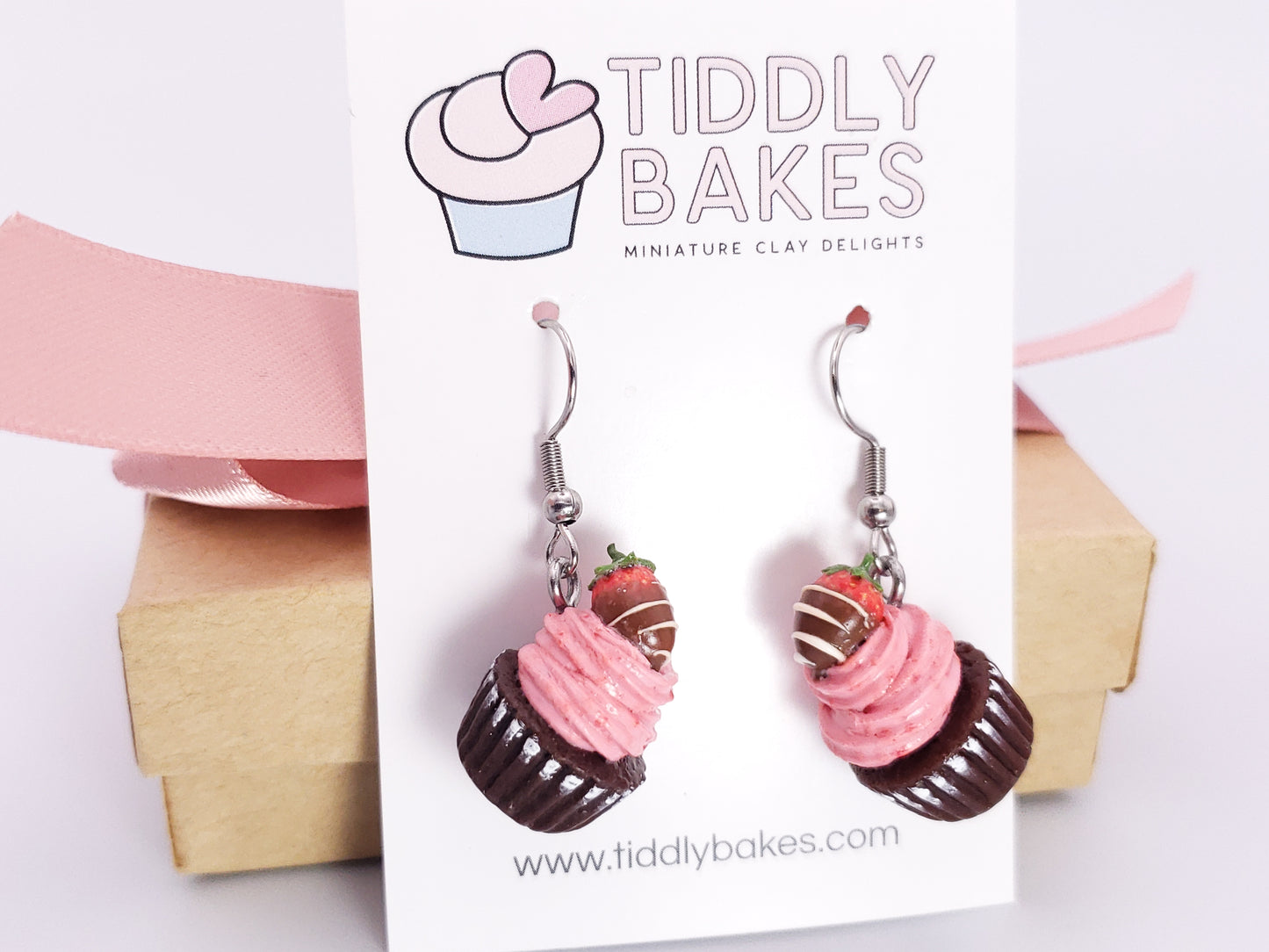 Chocolate Strawberry Cupcake Earrings