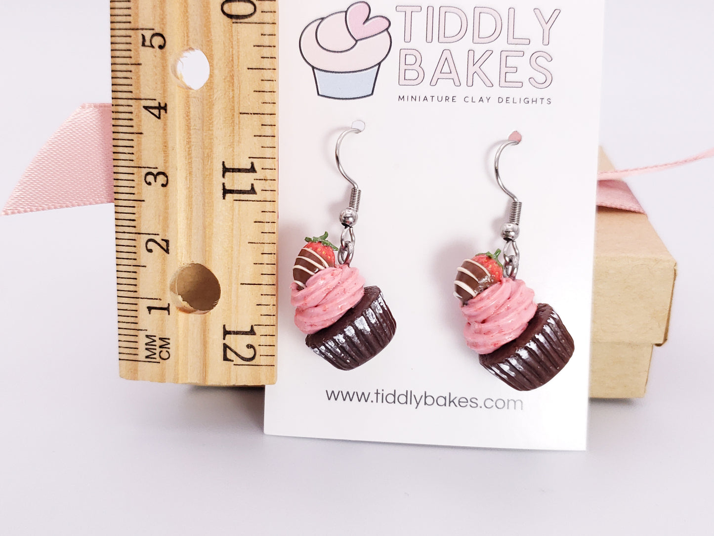 Chocolate Strawberry Cupcake Earrings