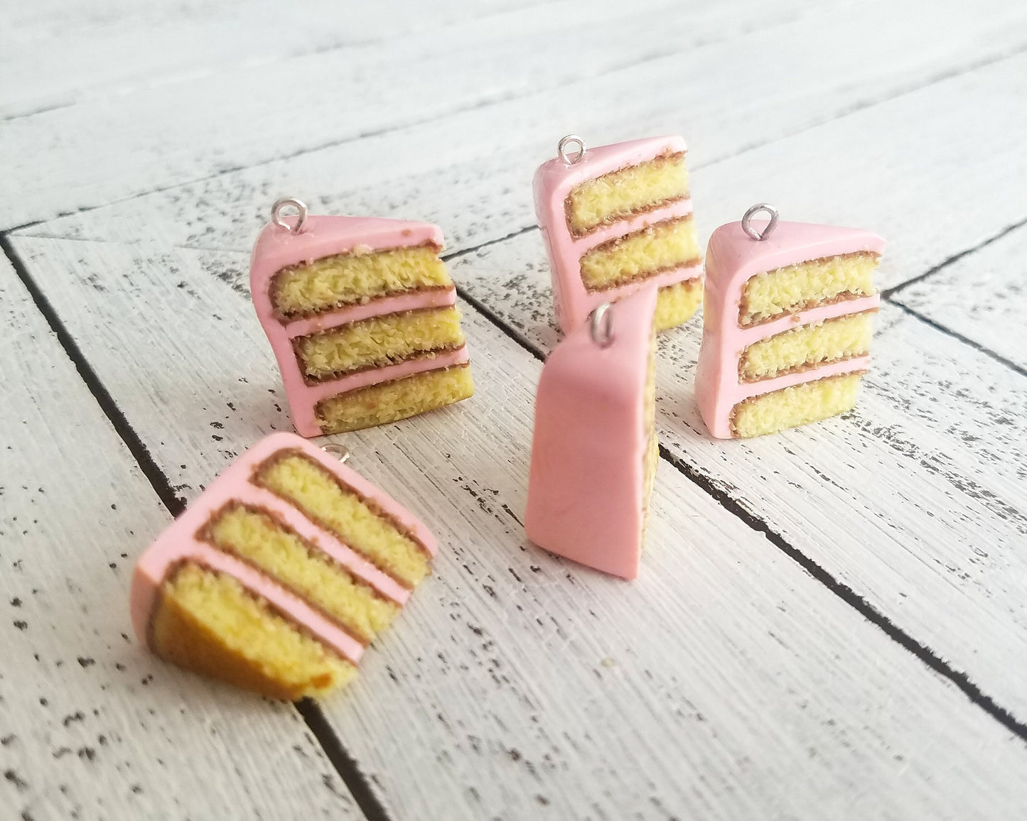 Pink Butter Cake Slice Necklace
