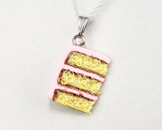 Pink Butter Cake Slice Necklace