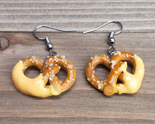 Cheese Dipped Pretzel Earrings