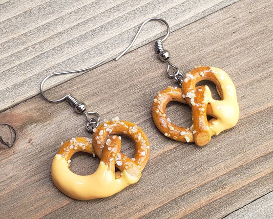 Cheese Dipped Pretzel Earrings