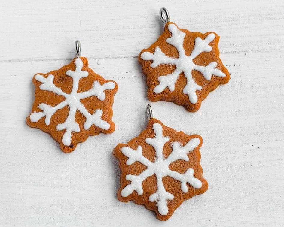 Snowflake Gingerbread Cookie Earrings