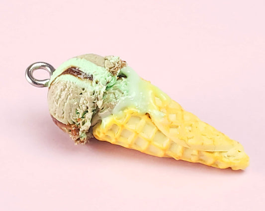 Mint Chocolate Fudge Swirl Waffle Icecream Cone