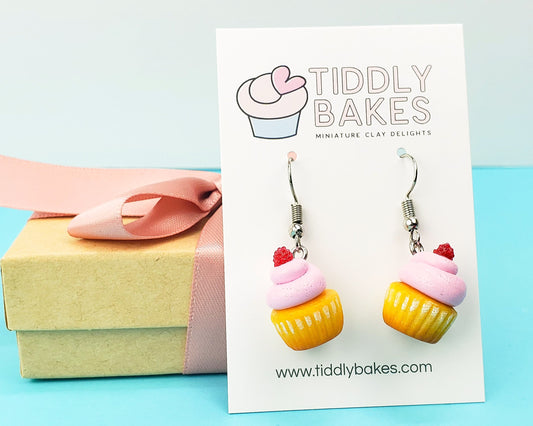 Raspberry Cupcake Earrings