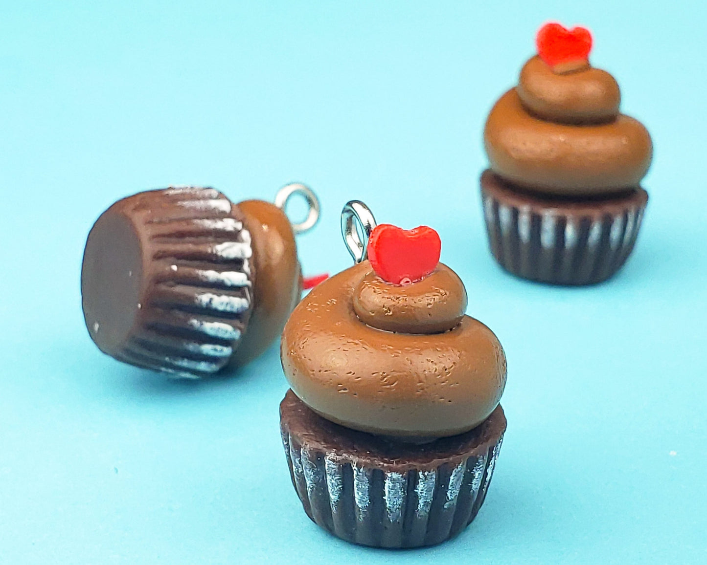 Chocolate Heart Cupcake Earrings