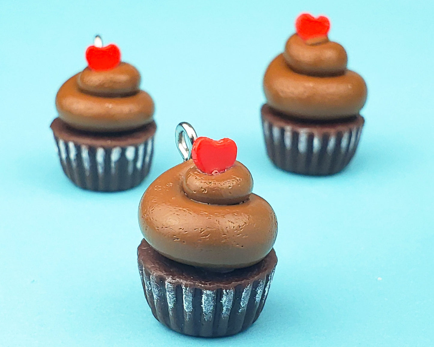 Chocolate Heart Cupcake Charm