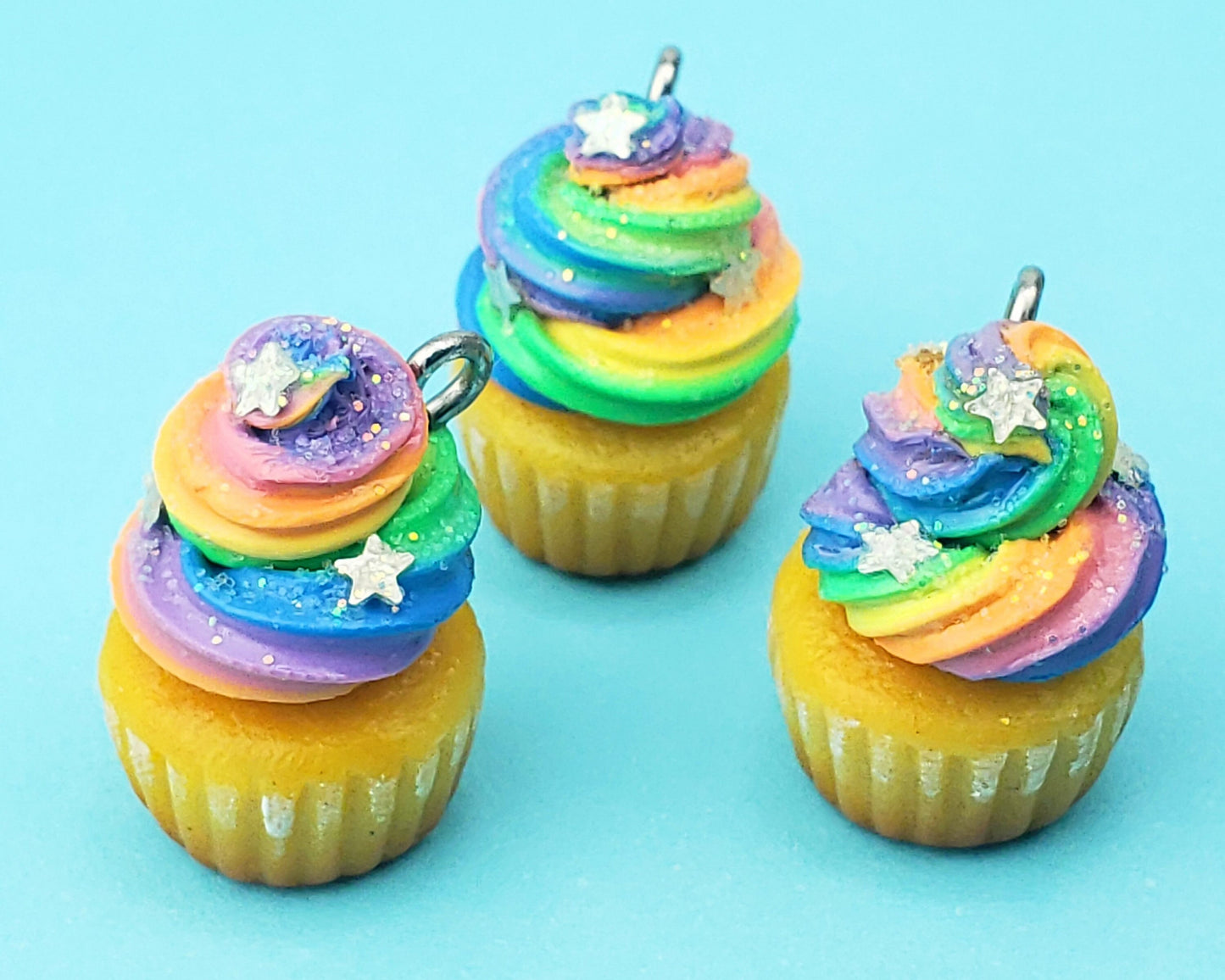 Rainbow Star Cupcake Earrings