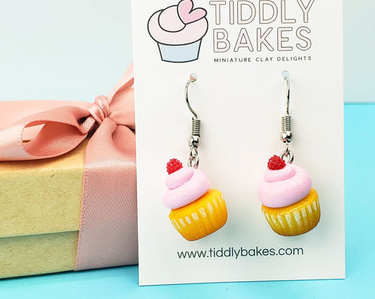 Raspberry Cupcake Earrings